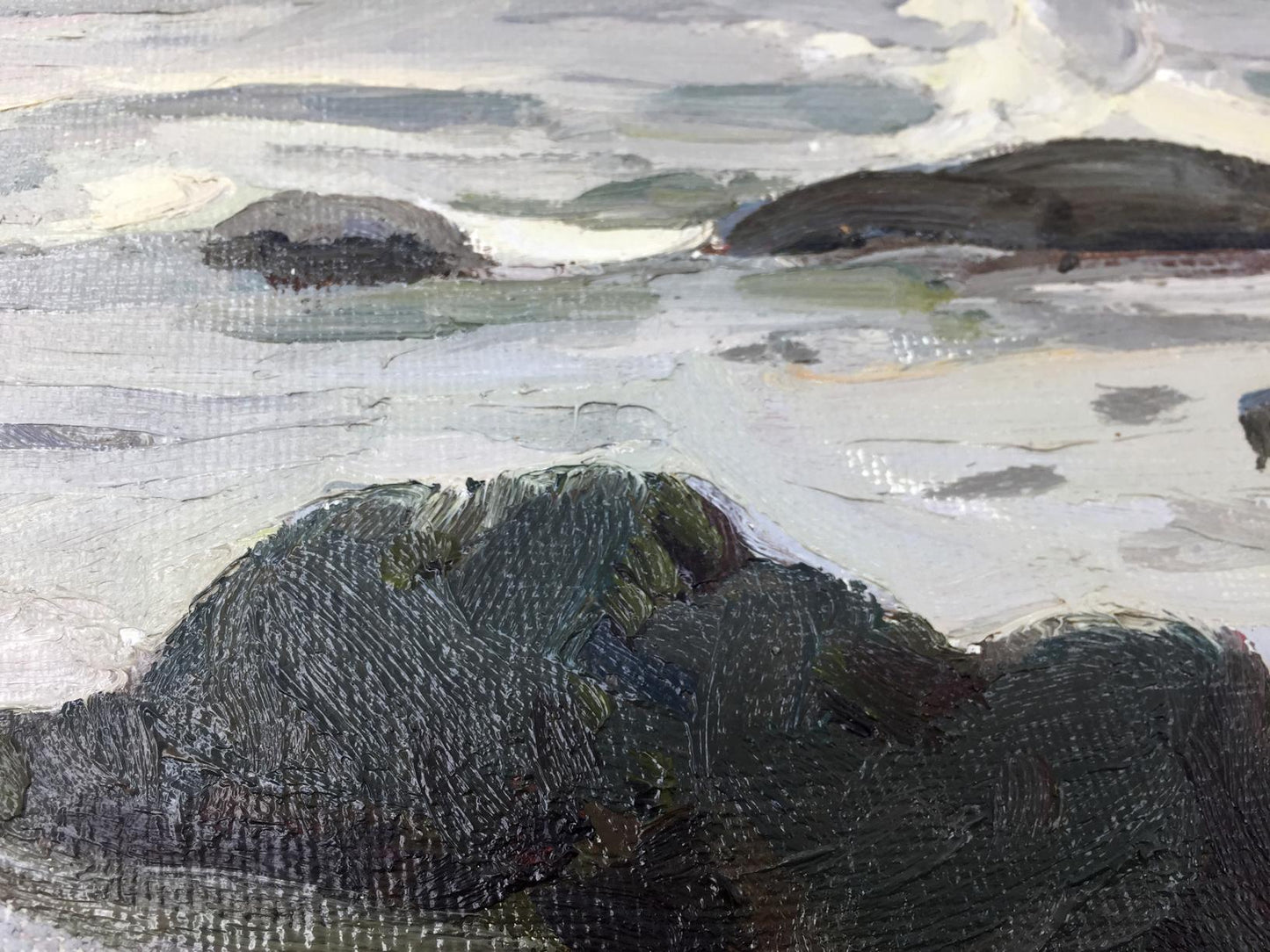 Oil painting Wave Balakai by Vladimir Leonidovich: turbulent sea rocks
