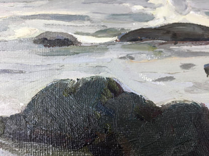 Oil painting Wave Balakai by Vladimir Leonidovich: turbulent sea rocks