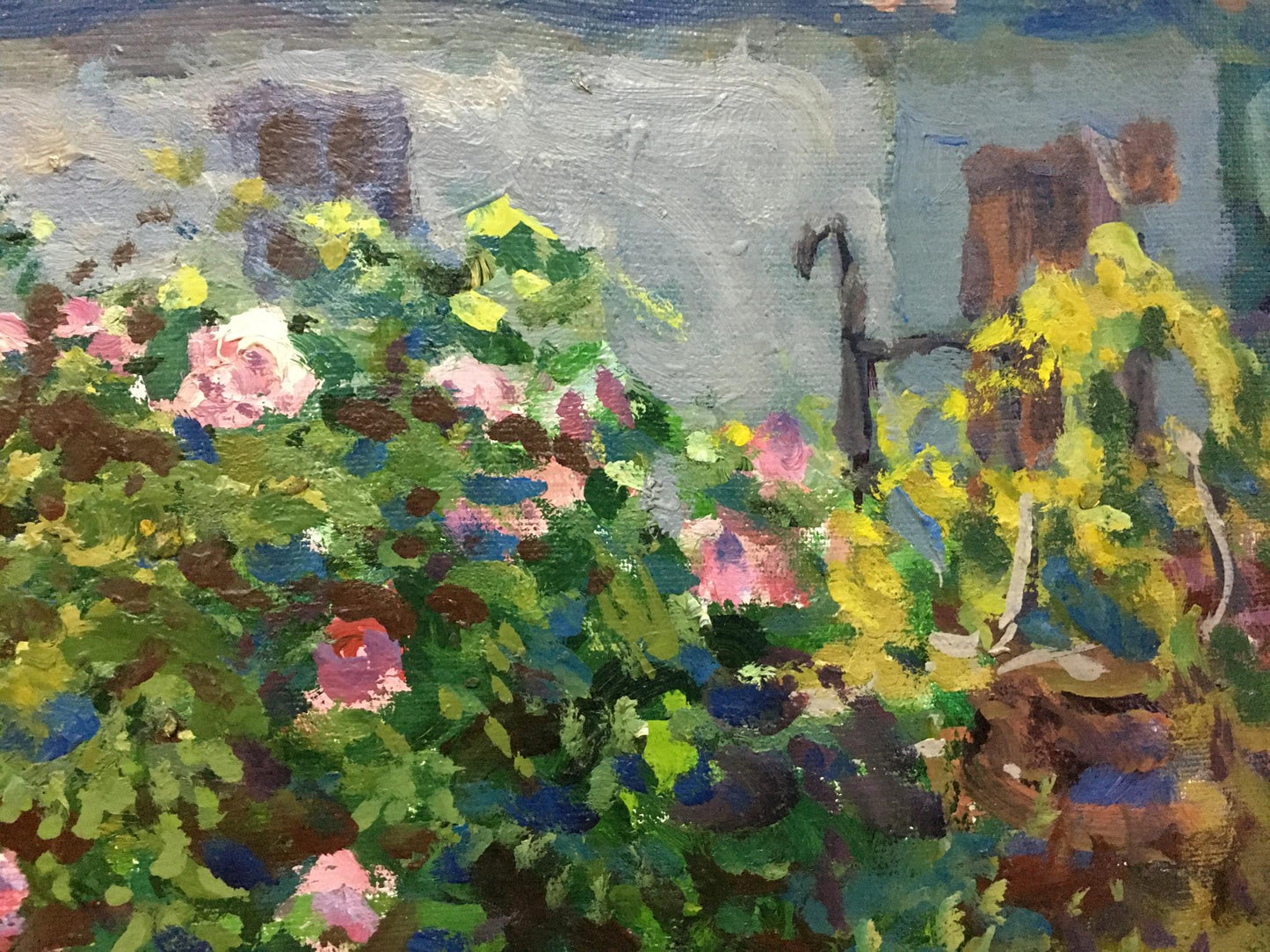 Vibrant impasto oil painting of lush garden by Fomin Anatoly Nikiforovich