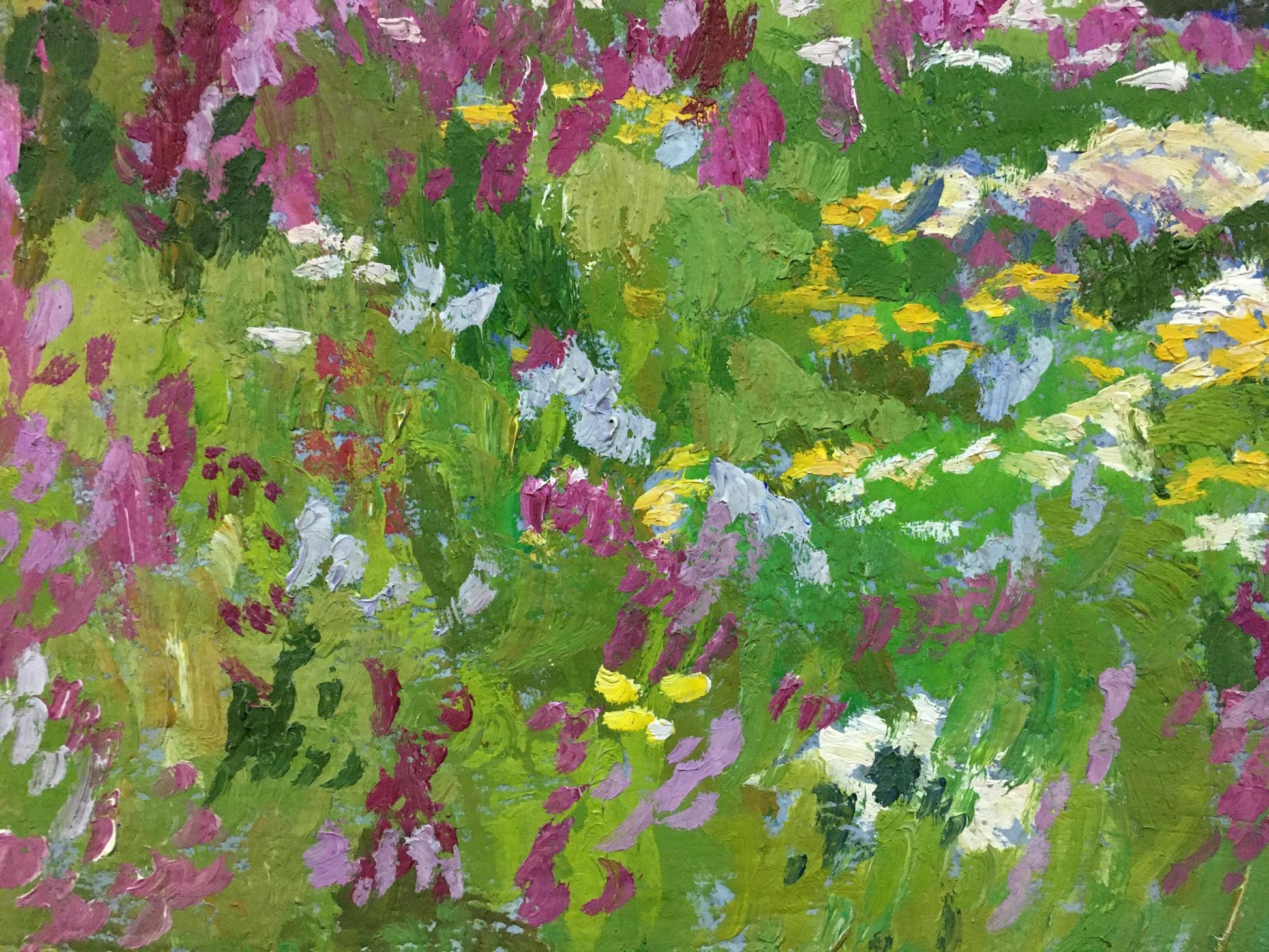 Vibrant impressionist oil painting of wildflower meadow by Bednoshey Daniil Panteleyevich