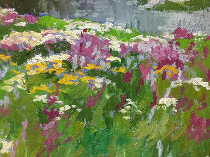 Vibrant impressionist oil painting of wildflower meadow by Bednoshey Daniil Panteleyevich