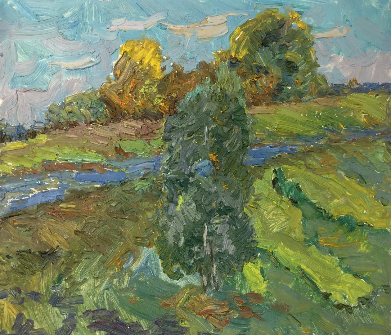 Vibrant impressionist oil painting Meadows by Viktor Grigoryevich Sevastyanov
