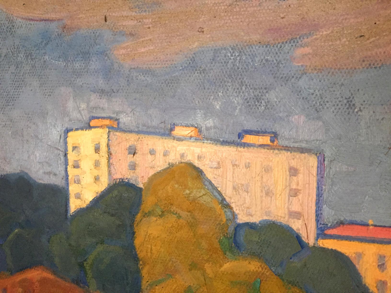 Oil painting of yellow countryside apartment by Khrustalenko Nikolay Aleksandrovich