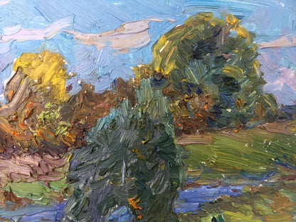 Oil painting Meadows by Viktor Grigoryevich Sevastyanov impressionistic landscape