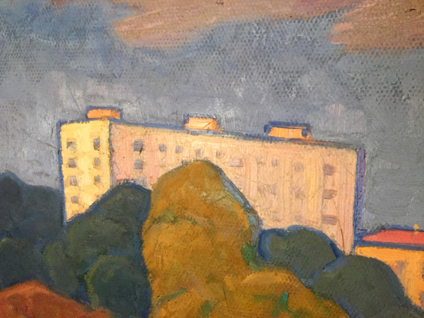 Stylized oil painting of countryside building by Khrustalenko Nikolay Aleksandrovich