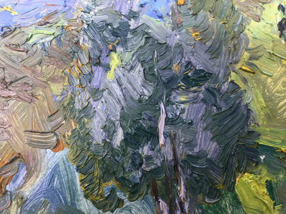 Oil painting Meadows by Viktor Grigoryevich Sevastyanov textured tree