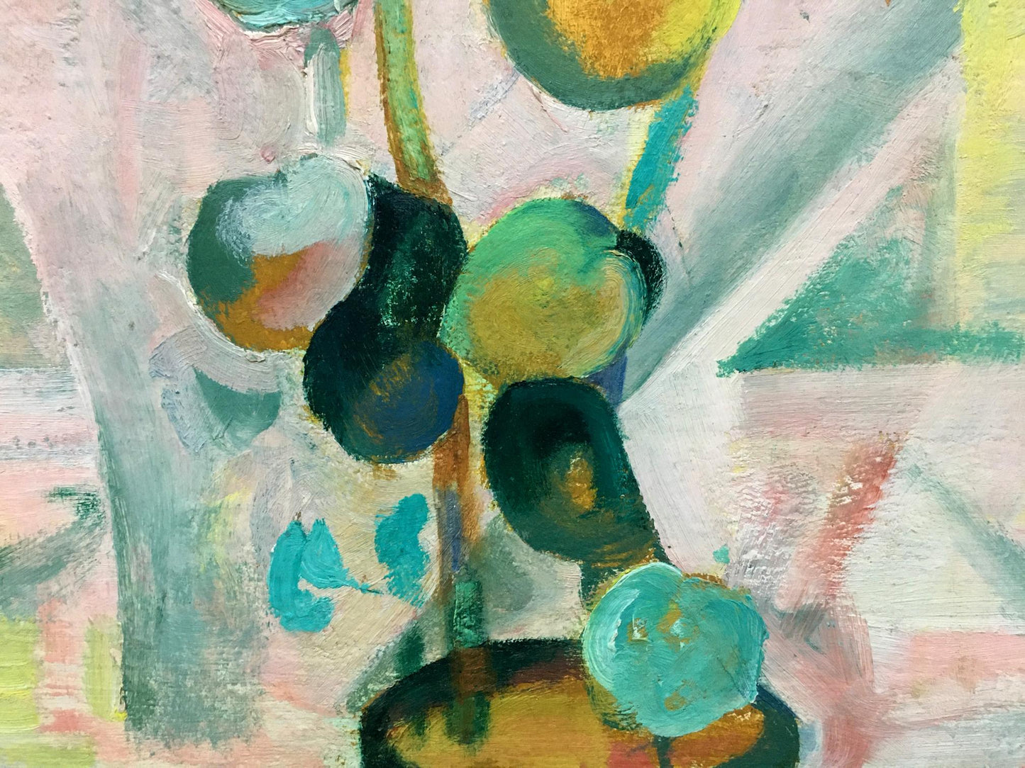 Oil painting Good morning by Yuri Ivanovich Kiyansky in teal green ochre hues