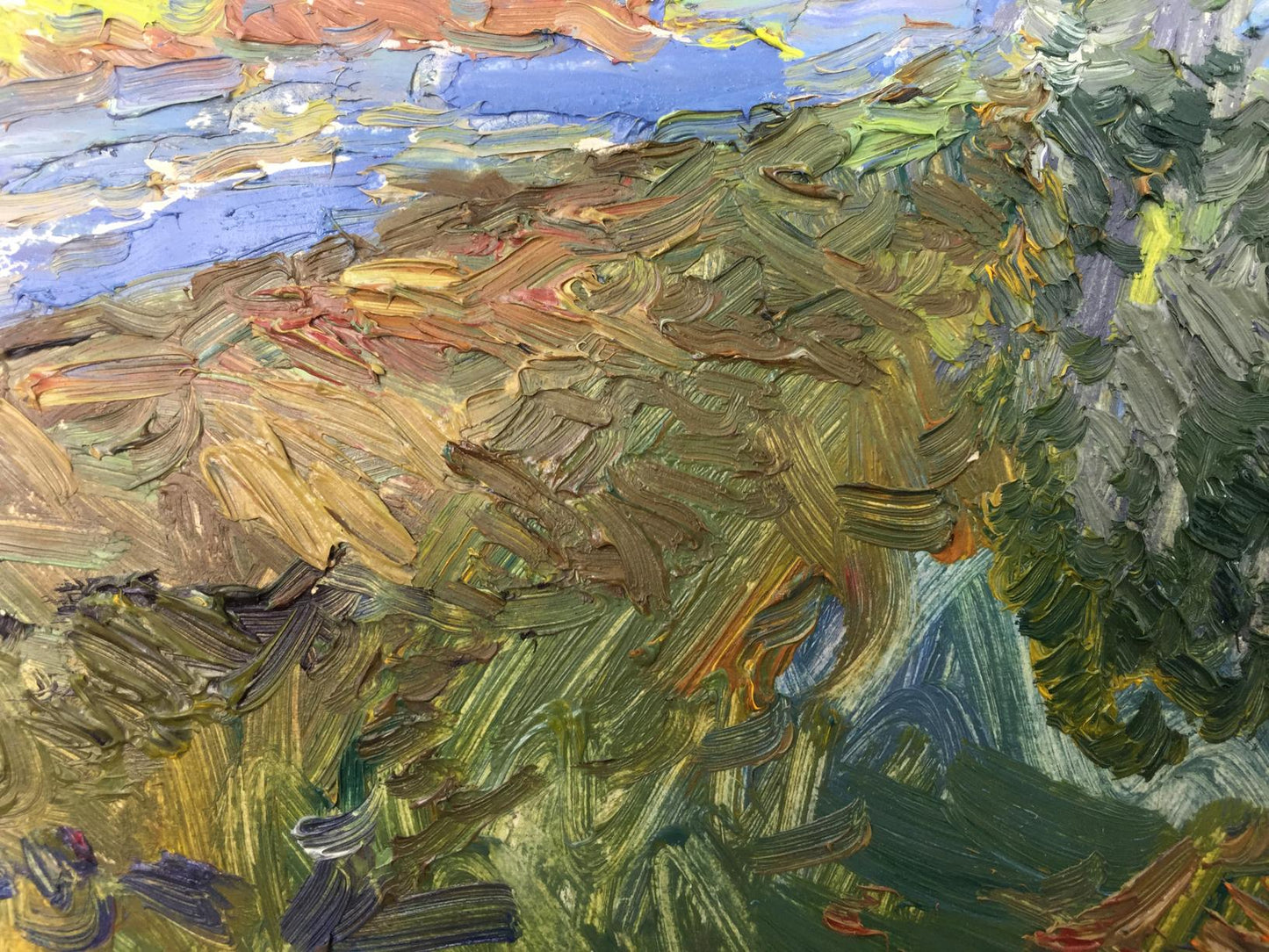 Oil painting Meadows by Viktor Grigoryevich Sevastyanov, textured landscape