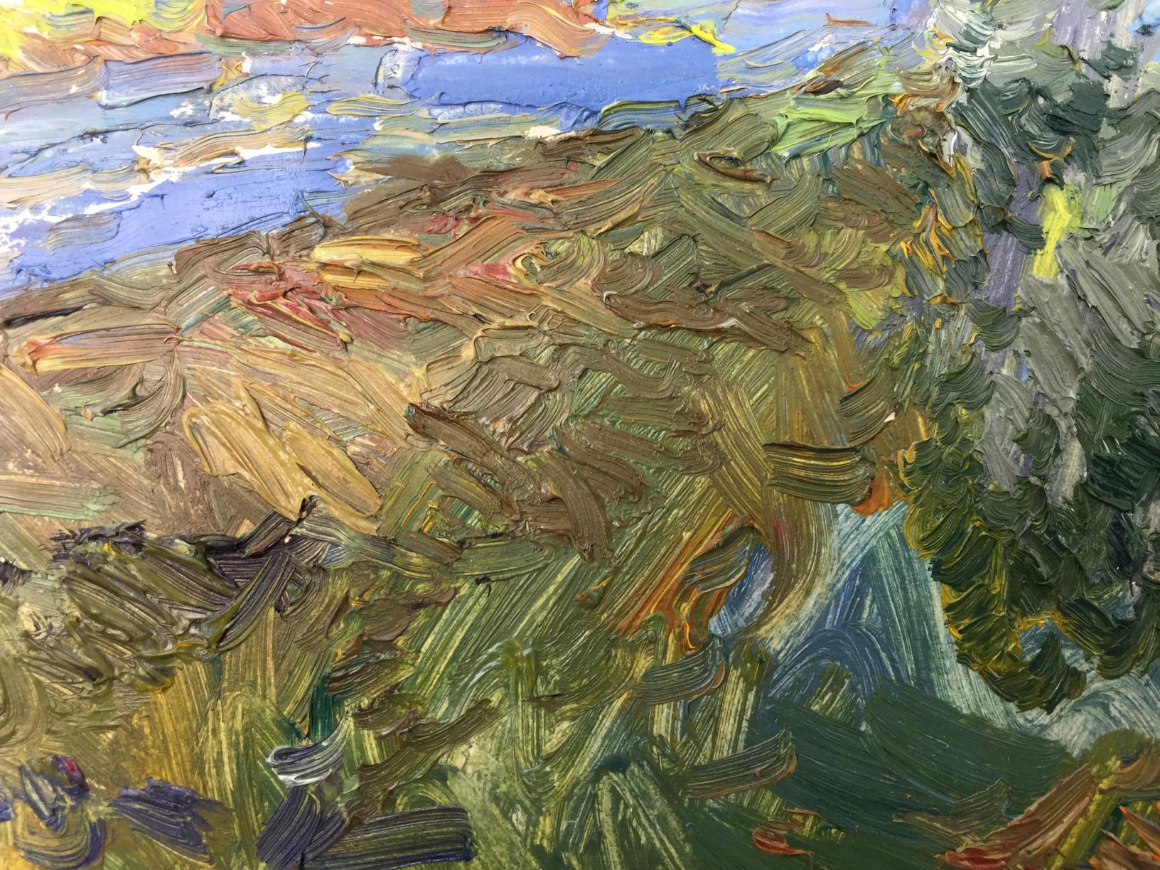 Oil painting Meadows by Viktor Grigoryevich Sevastyanov, textured landscape