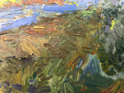Oil painting Meadows by Viktor Grigoryevich Sevastyanov, textured landscape