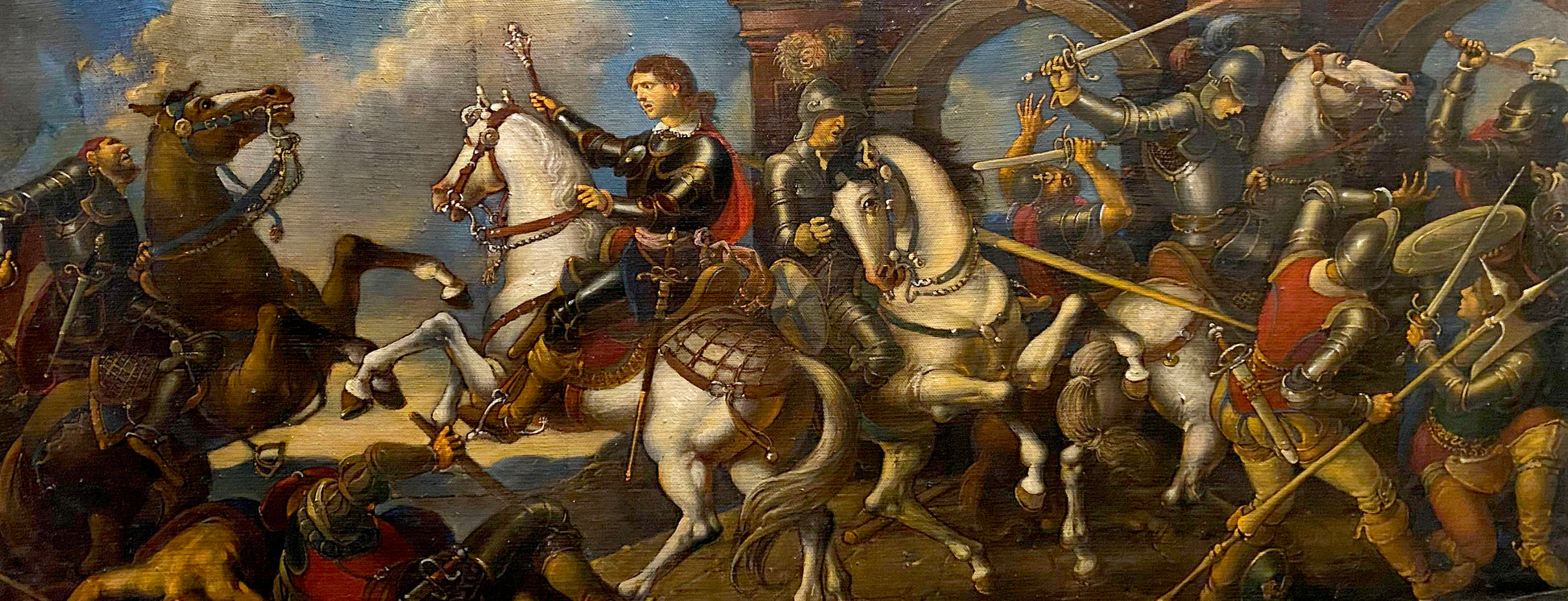 Oil painting Siege of Breda by Oleg Litvinov: knights in battle