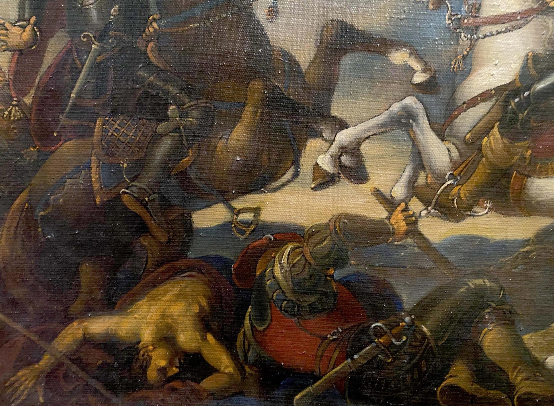 Oil painting Siege of Breda by Oleg Litvinov chaotic medieval battle
