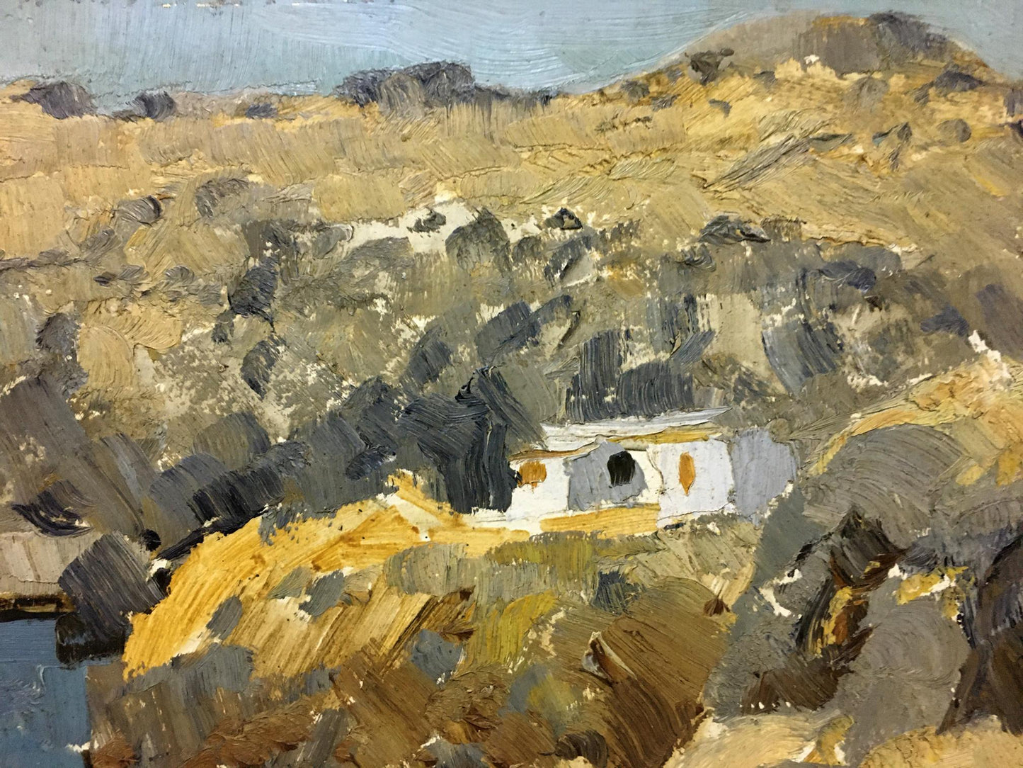 Rustic white cottage in cliffs bay by Stremsky Alexander Ivanovich oil painting
