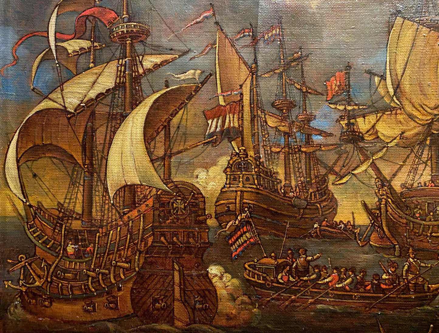 Oil painting of Spanish landing naval battle by Litvinov Oleg Arkadyevich
