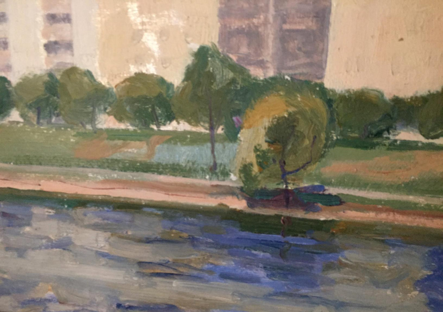 Oil painting of city river by Khrustalenko Nikolay Aleksandrovich