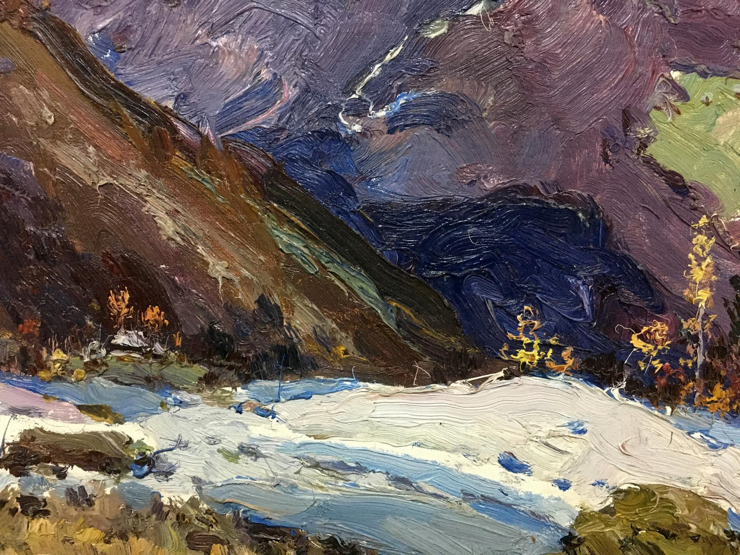 Oil painting The Mountains by Sidoruk Vladimir Fedorovich, snowy peaks