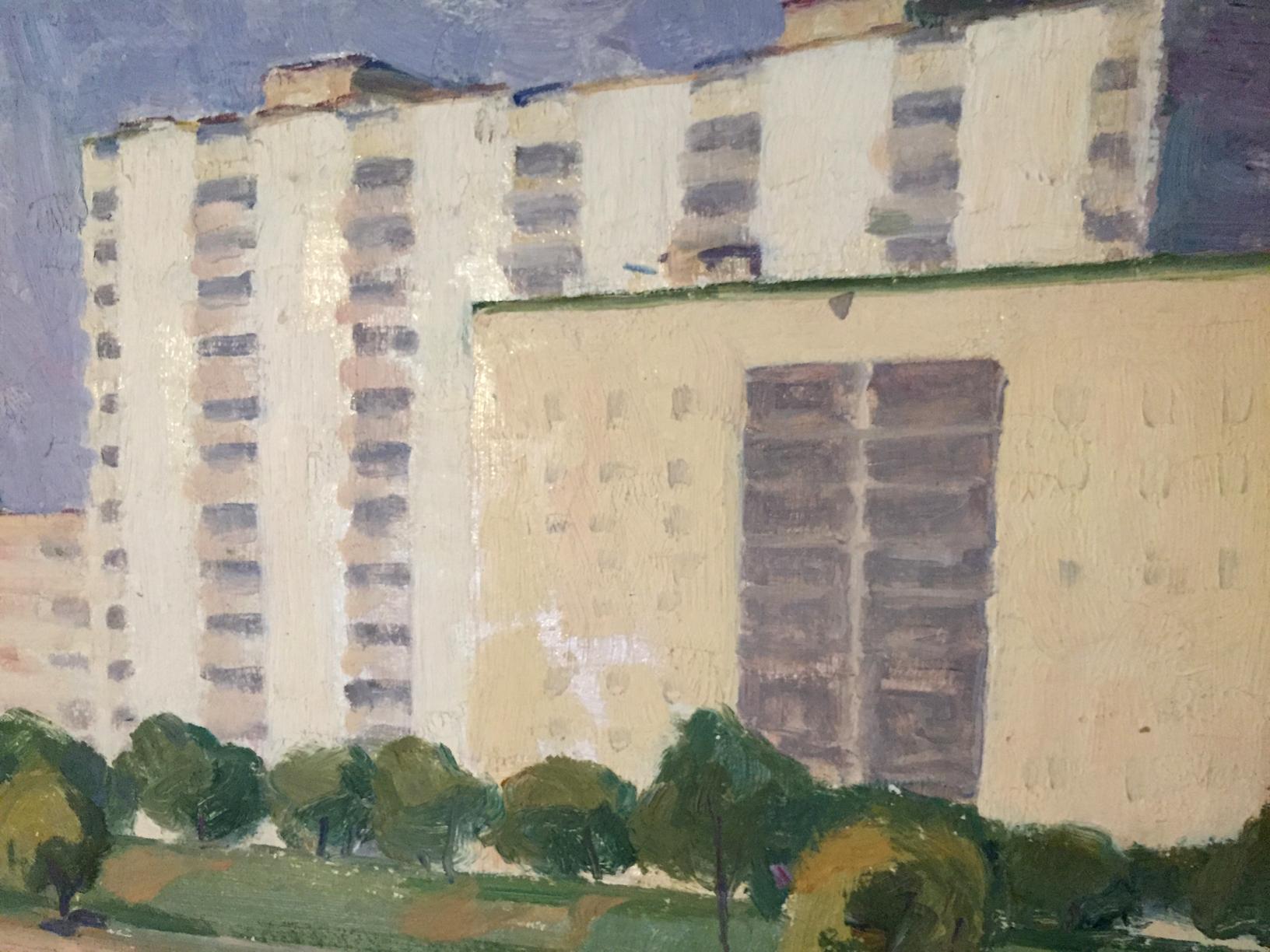 Oil painting of city apartment building by Khrustalenko Nikolay Aleksandrovich
