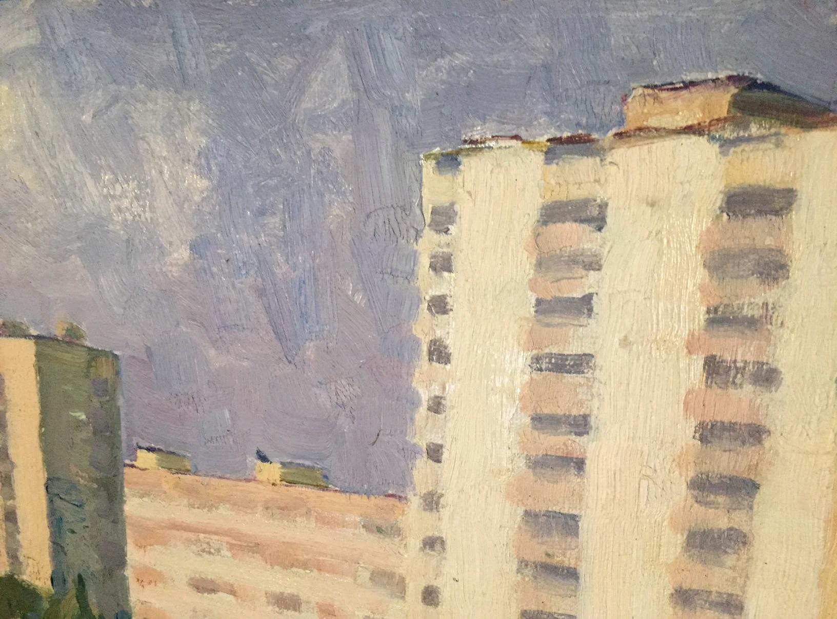 Oil painting of textured off-white high-rise by Khrustalenko Nikolay Aleksandrovich