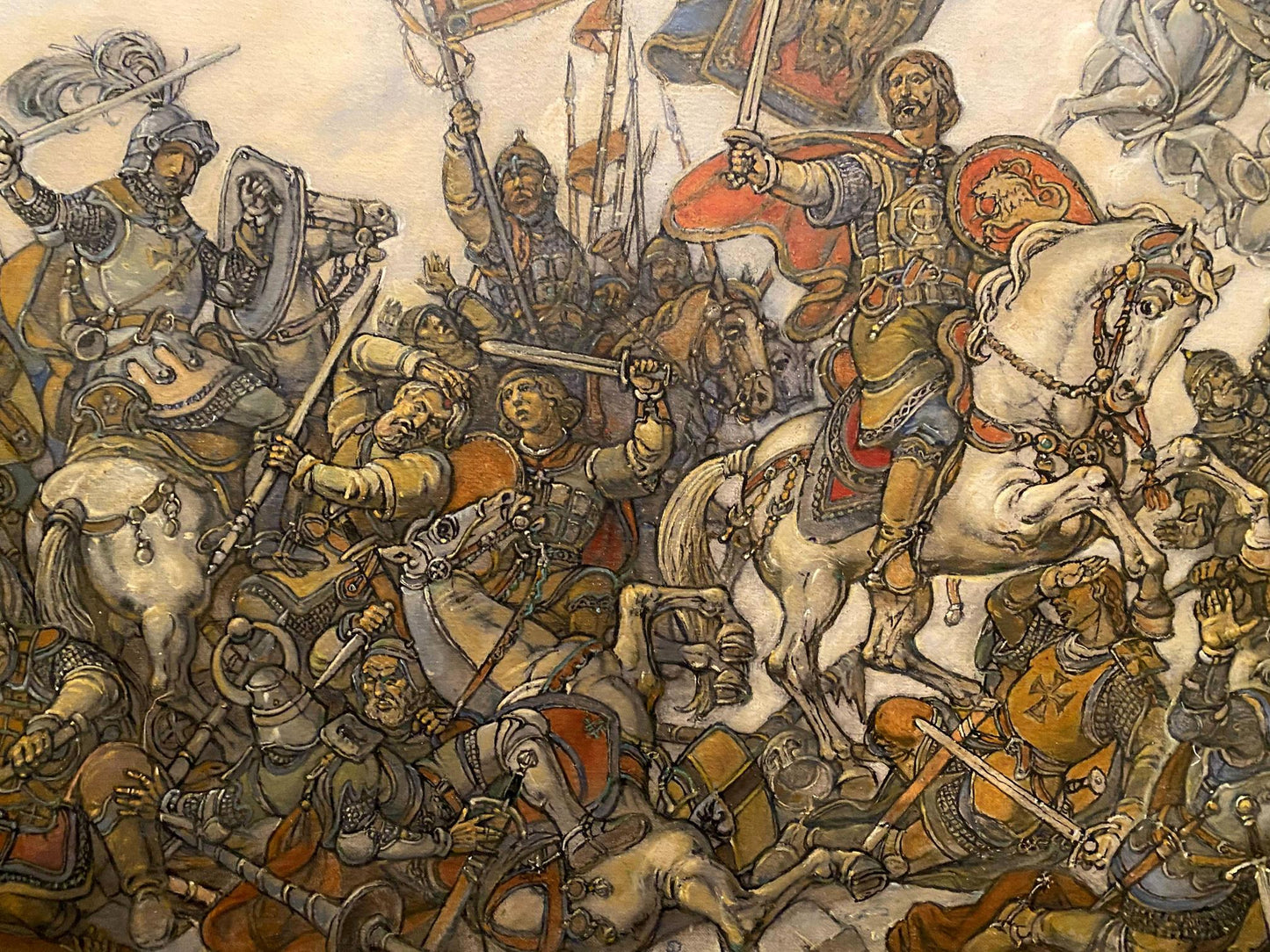Oil painting Glorious fight by Litvinov Oleg Arkad’yevich medieval battle scene