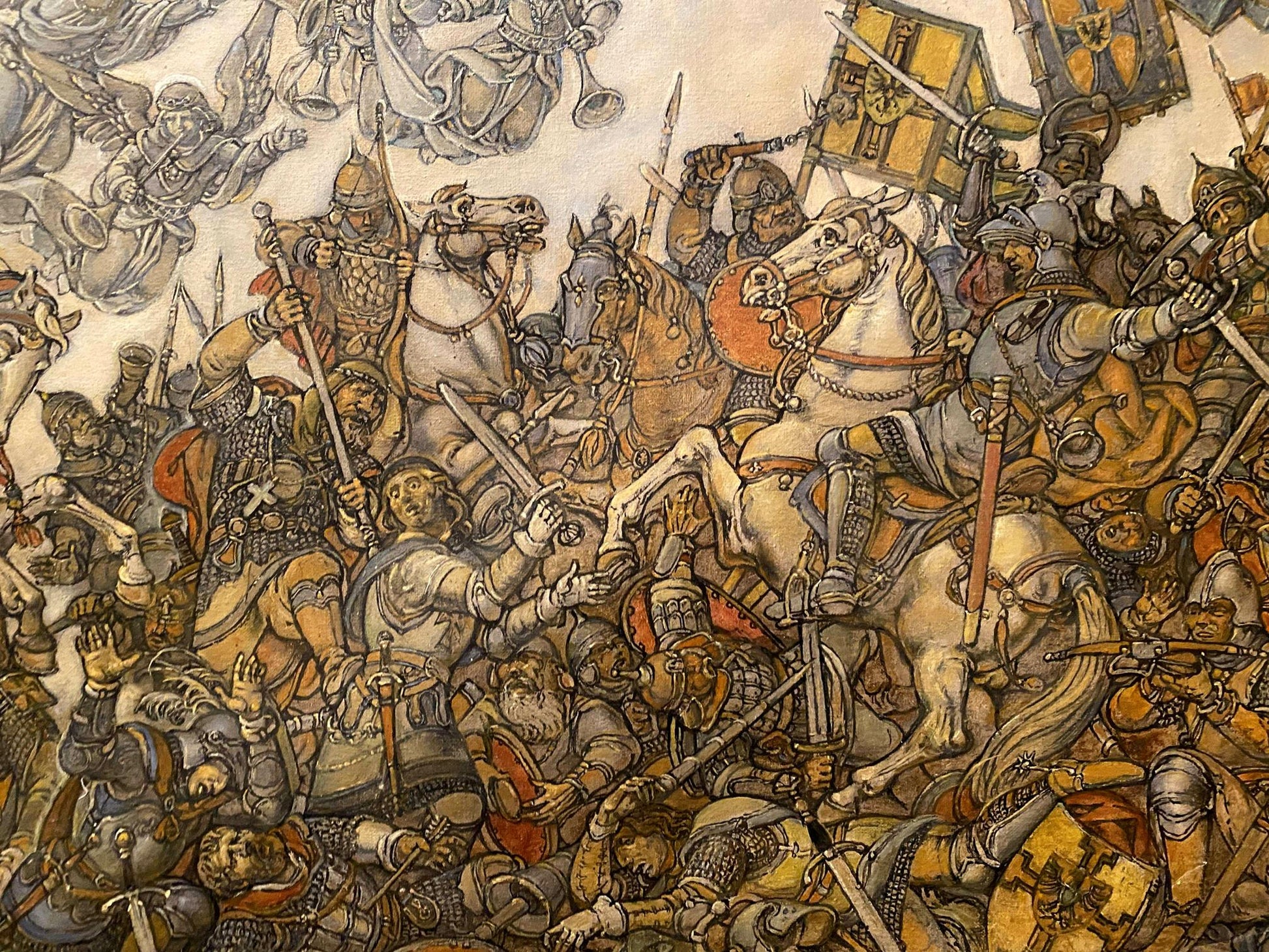 Oil painting Glorious fight by Litvinov Oleg Arkad’yevich: medieval battle scene