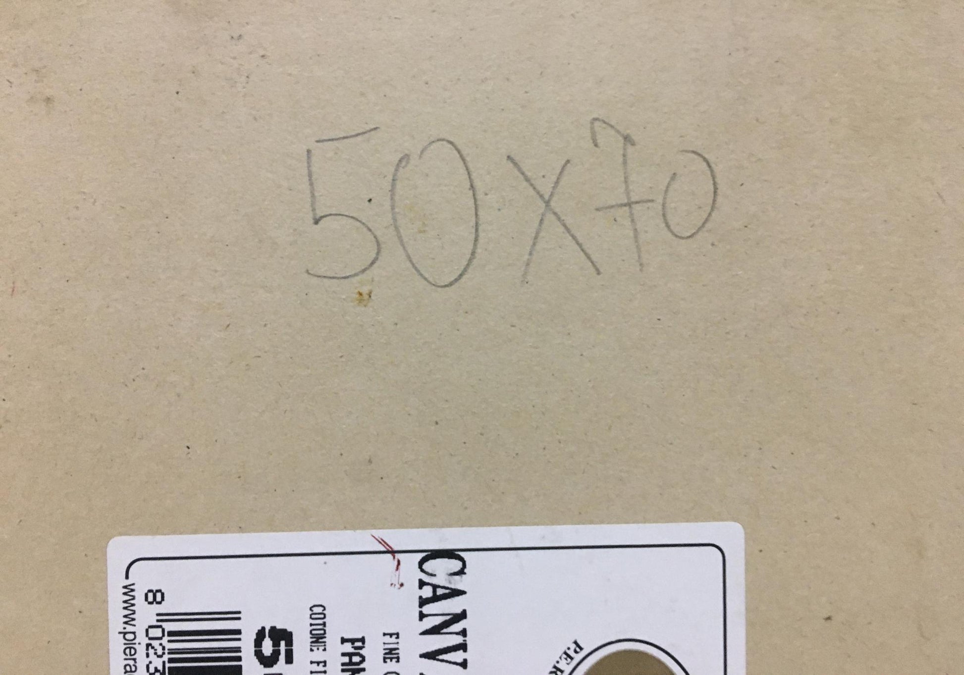 Oil painting Trees are blooming by Petr Kuzmich Stolyarenko canvas box label