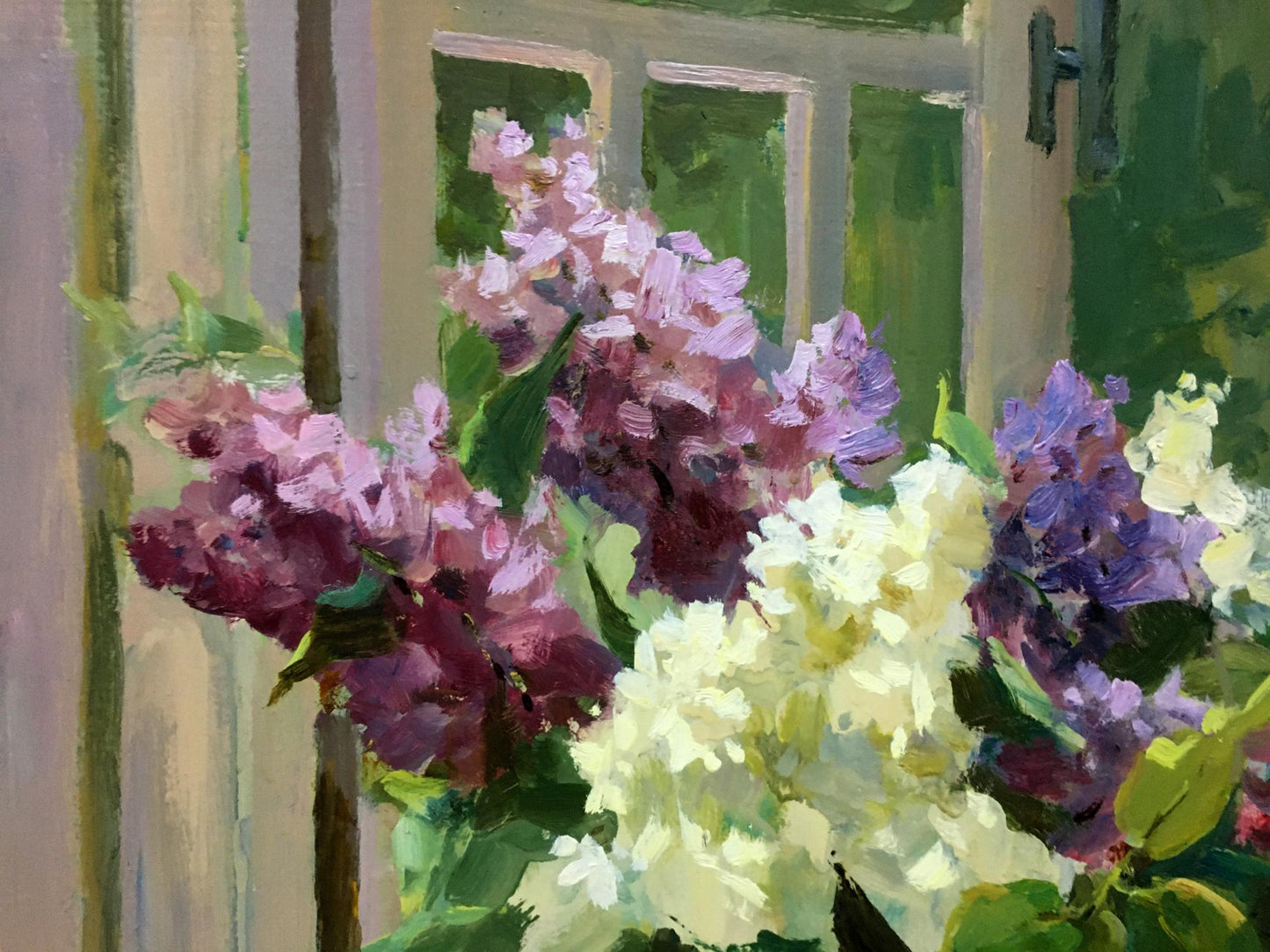 Oil painting Morning mood by Mykola Fedorovych Chulko: vibrant lilac bouquet