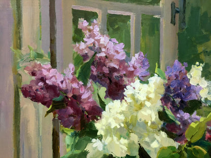 Oil painting Morning mood by Mykola Fedorovych Chulko: vibrant lilac bouquet