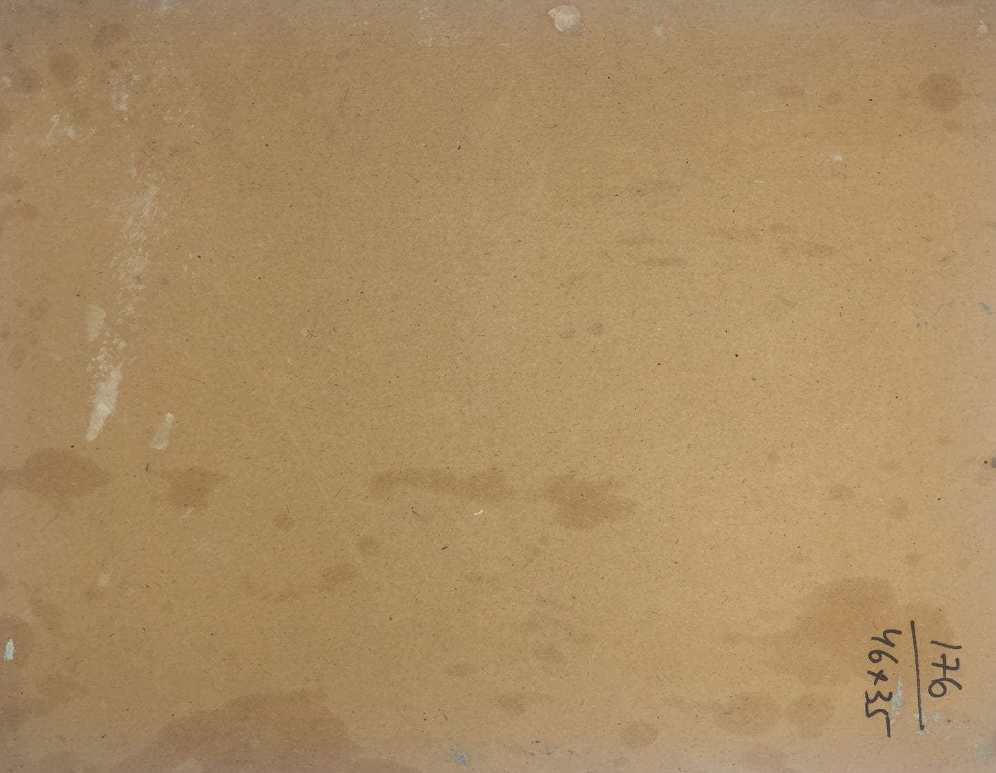 Beige textured oil painting back with dark spots and white streaks