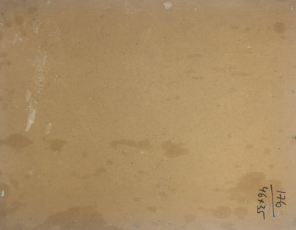 Beige textured oil painting back with dark spots and white streaks