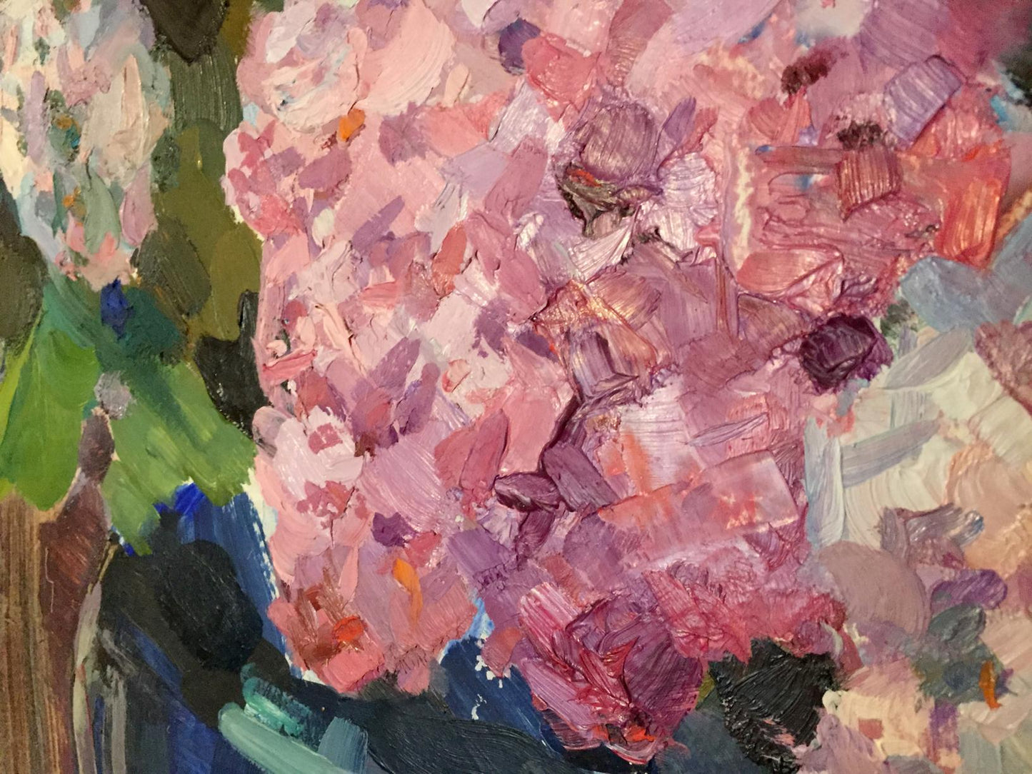 Vibrant pink purple hydrangeas oil painting by Merkulieva Maria Alexandrovna