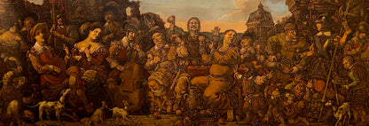 Oil painting The feasting by Litvinov Oleg Arkad’yevich, lively medieval feast scene
