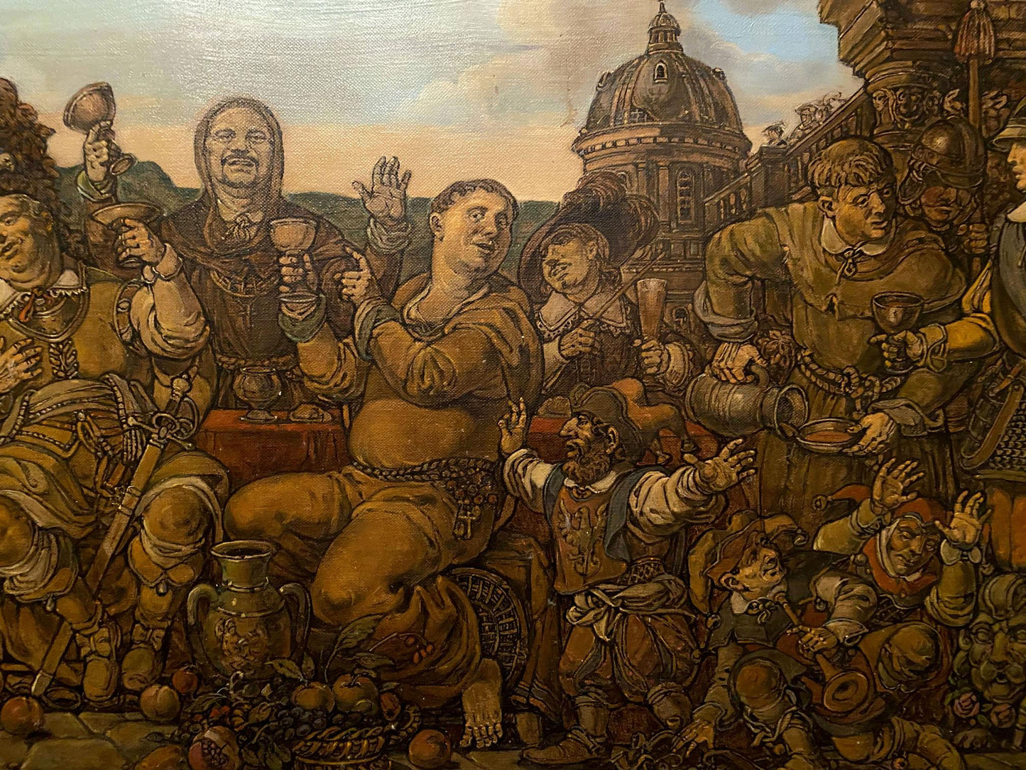 Oil painting of medieval banquet by Litvinov Oleg Arkad’yevich