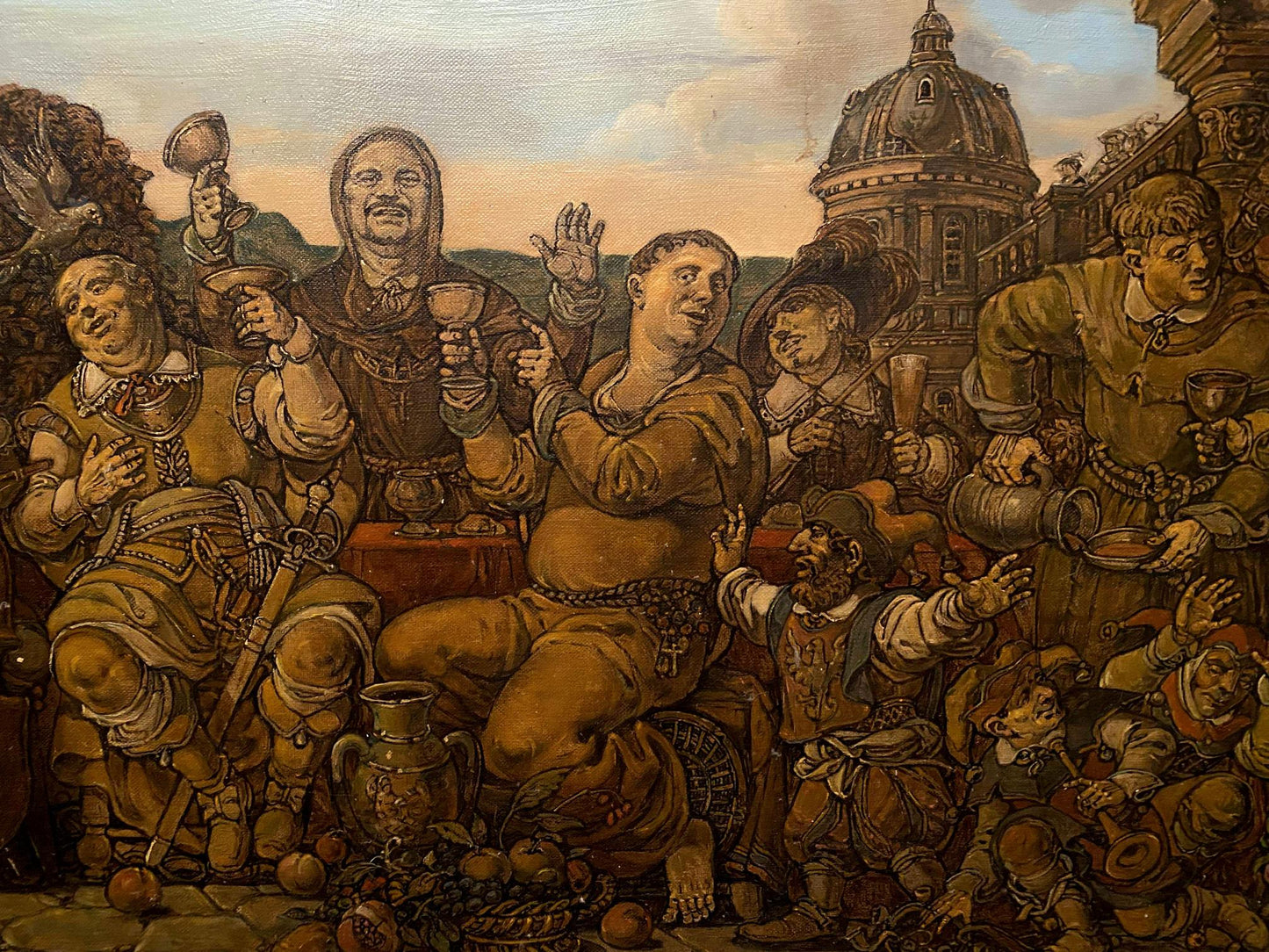 Oil painting of medieval feast by Litvinov Oleg Arkad’yevich