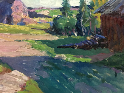 Vibrant impressionistic oil painting Cloudy day in the village by Anatoly Fomin