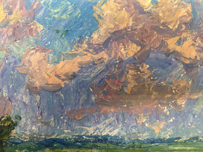 Vibrant impressionist oil painting of sky by Victor Grigorievich Sevastyanov