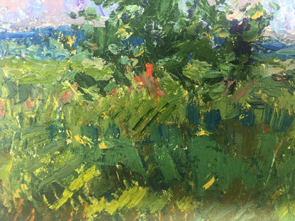 Oil painting of vibrant green foliage by Victor Grigorievich Sevastyanov