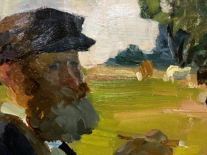 Oil painting of bearded shepherd by Yablokov Anatoly Ivanovich