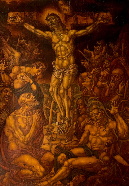 Dramatic oil painting of Jesus crucified by Litvinov Oleg Arkad’yevich