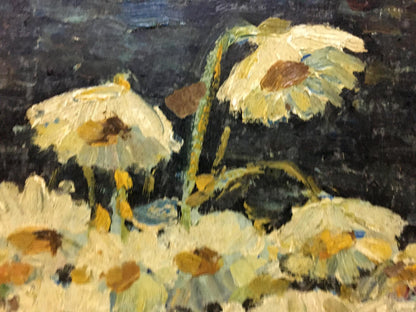 Oil painting of white chamomile daisies by Bakaev Sergey Ivanovich