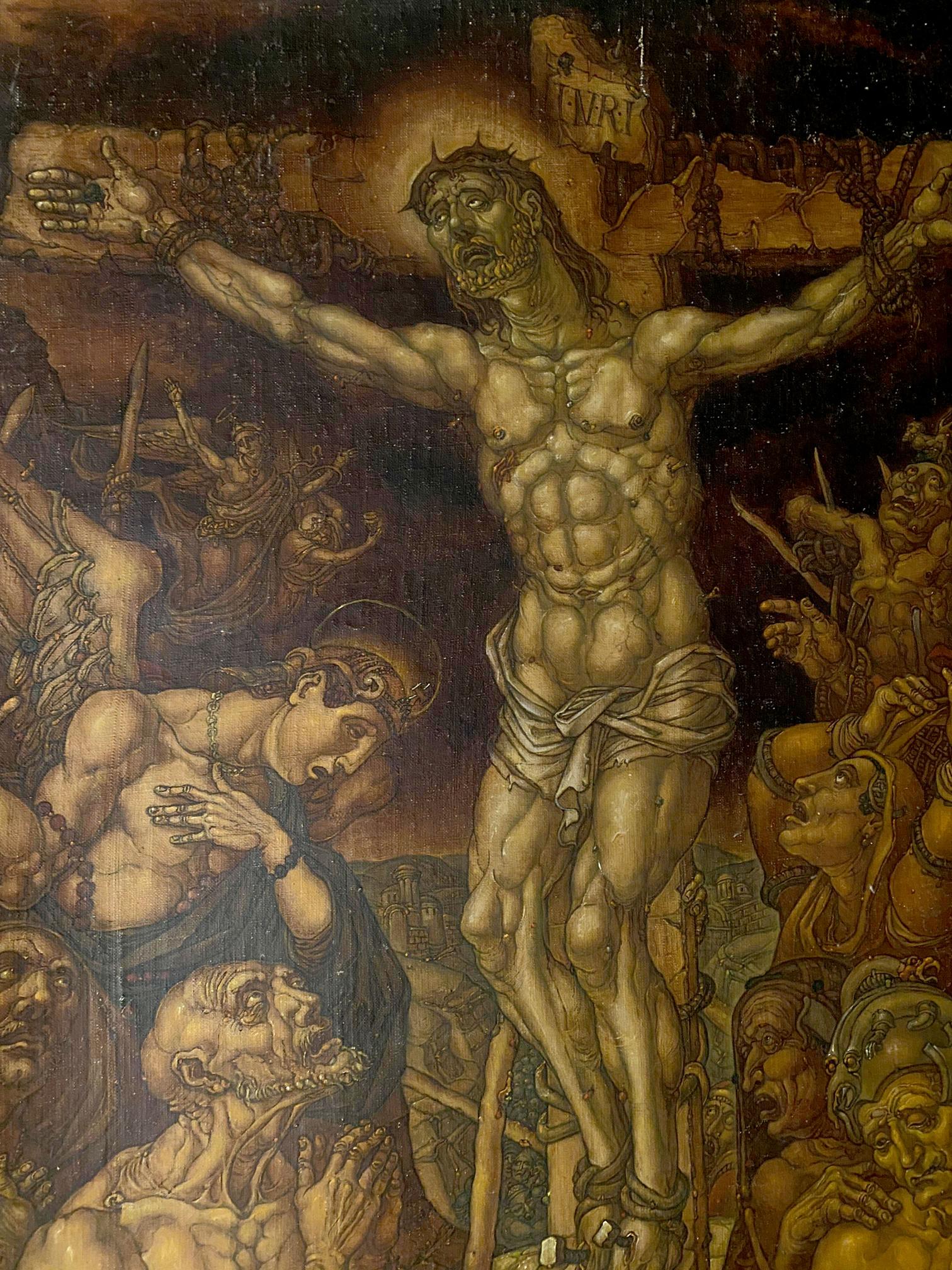 20th century oil painting of crucified Jesus Christ by Litvinov Oleg Arkad’yevich