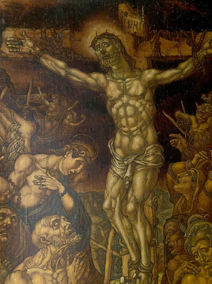 20th century oil painting of crucified Jesus Christ by Litvinov Oleg Arkad’yevich