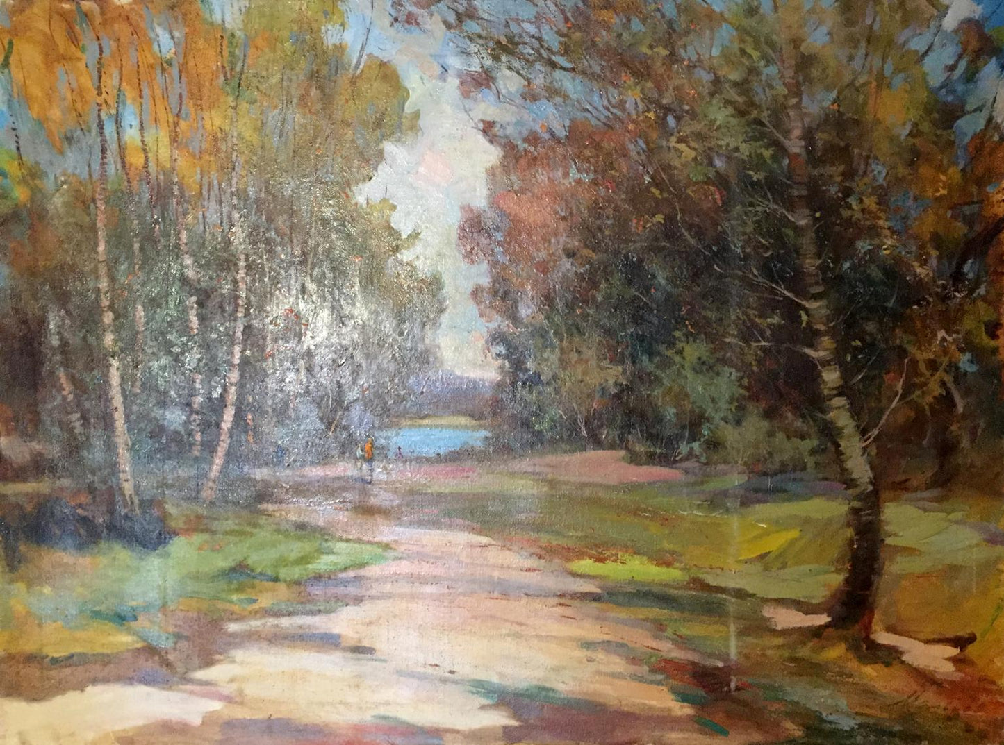 Autumn forest path oil painting by Maltsev Nikolay Aleksandrovich