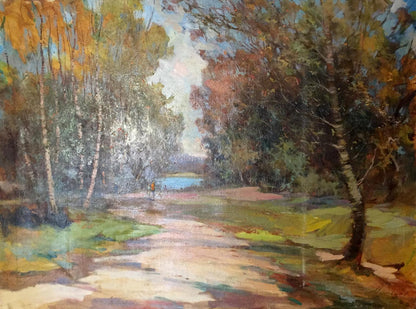 Autumn forest path oil painting by Maltsev Nikolay Aleksandrovich