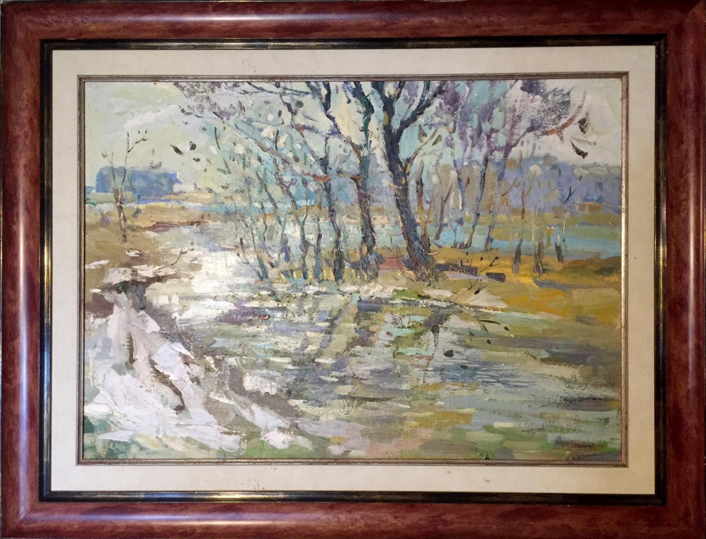 Oil painting Early spring by Egorov Boris Kuzmich, impressionist landscape in frame