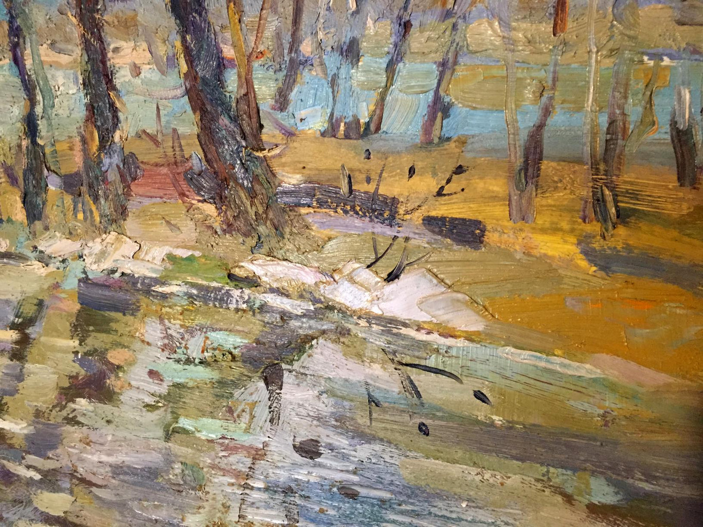 Oil painting Early spring by Egorov Boris Kuzmich forest scene