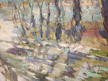 Impressionistic oil painting of early spring forest by Egorov Boris Kuzmich