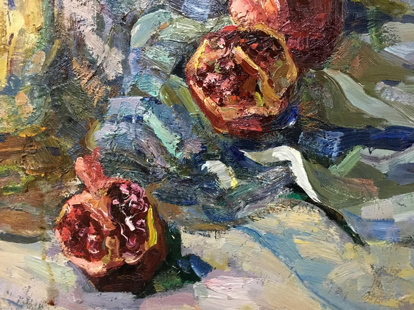Oil painting of halved pomegranates by Stremsky Alexander Ivanovich