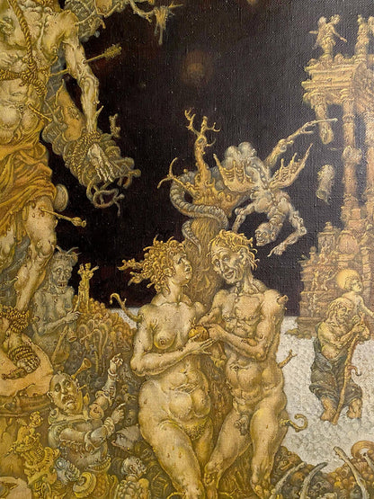 20th century oil painting of apocalypse by Oleg Arkad’yevich Saint Sebastian Litvinov