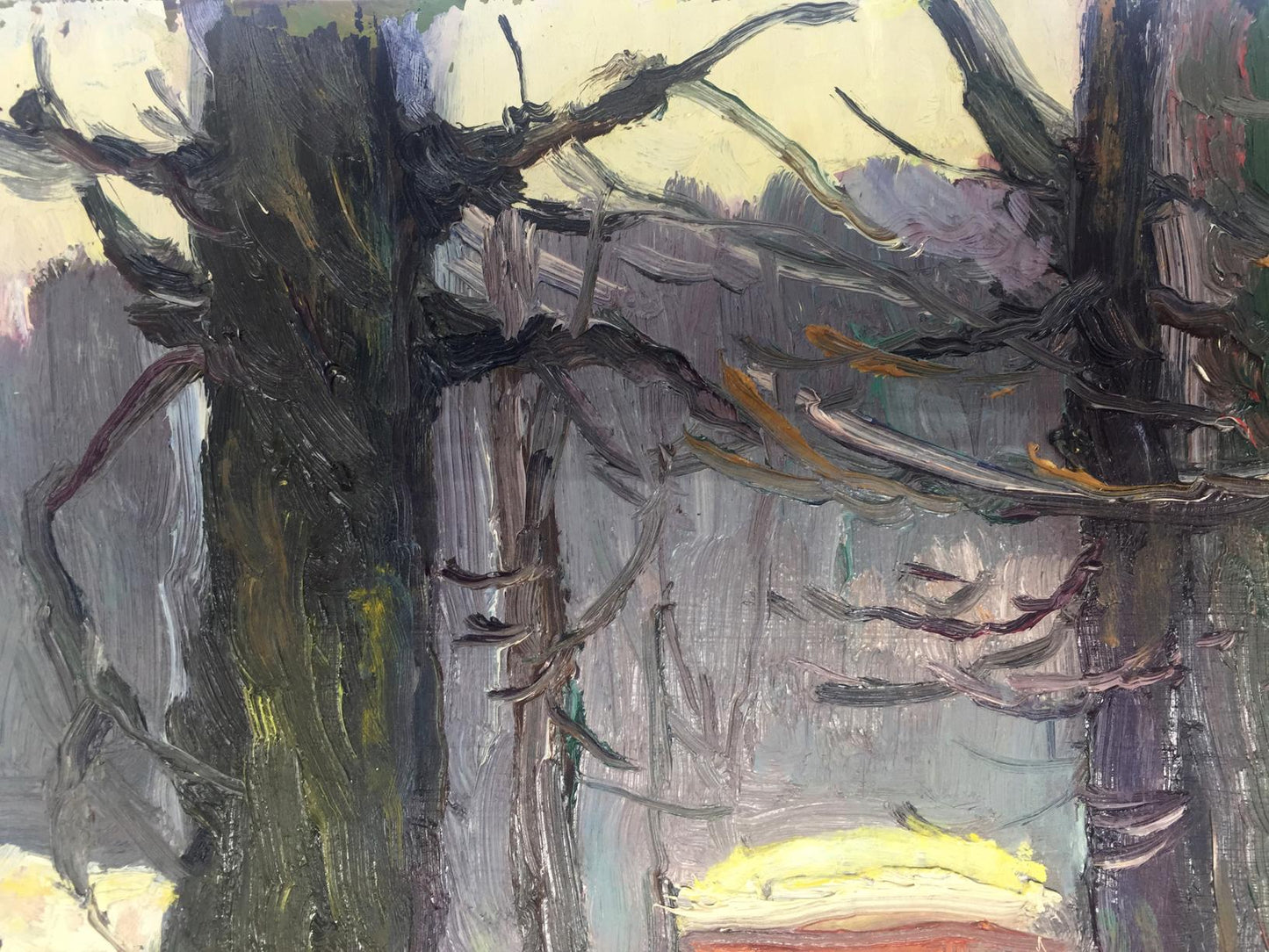 Textured oil painting of winter forest by Bespalov Ivan Nikolaevich