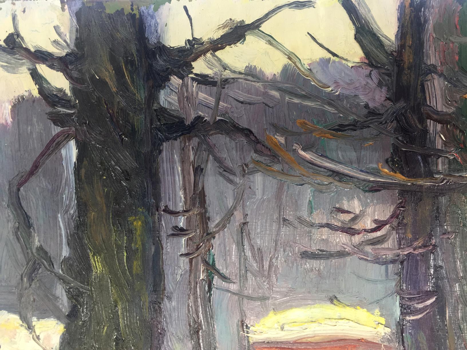 Textured oil painting of winter forest by Bespalov Ivan Nikolaevich